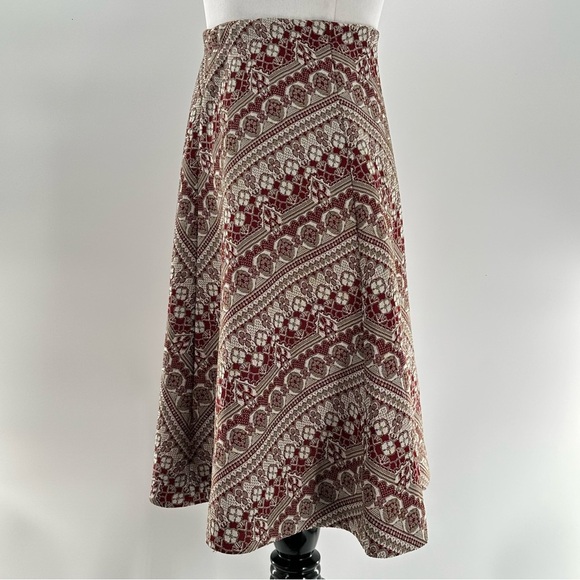 Vintage womens handmade fits as a size XS maroon tan midi 70s - Picture 5 of 7